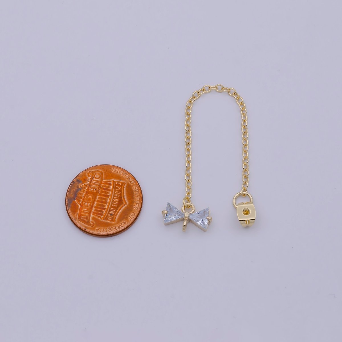 Gold Ear Back Stoppers, Earring Nuts with Long Tassel Chain 87.3mm CZ Bow Earring Component Finding K-068 - DLUXCA