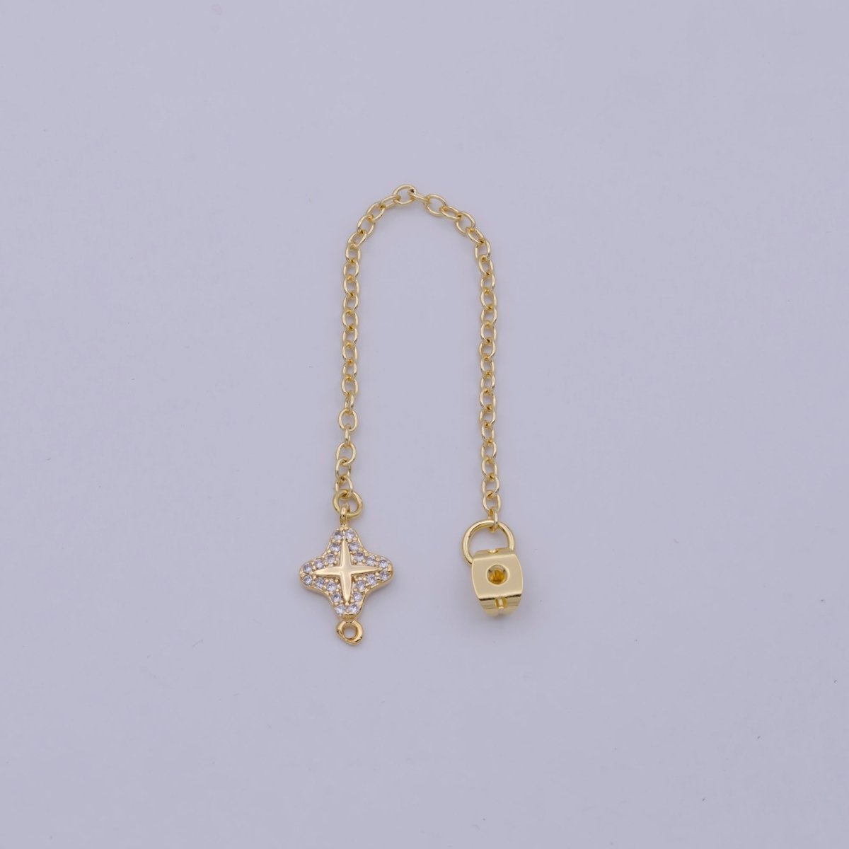 Gold Ear Back Stoppers, Earring Nuts with Long Tassel Chain 94.9mm CZ Star Earring Component Finding K-087 - DLUXCA