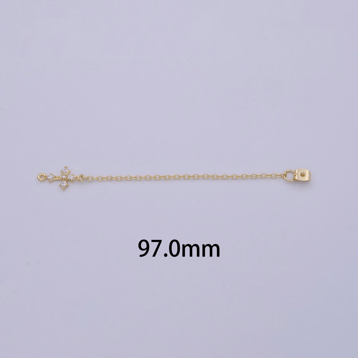 Gold Ear Back Stoppers, Earring Nuts with Long Tassel Chain CZ Cross Earring Component Finding K-138 - DLUXCA