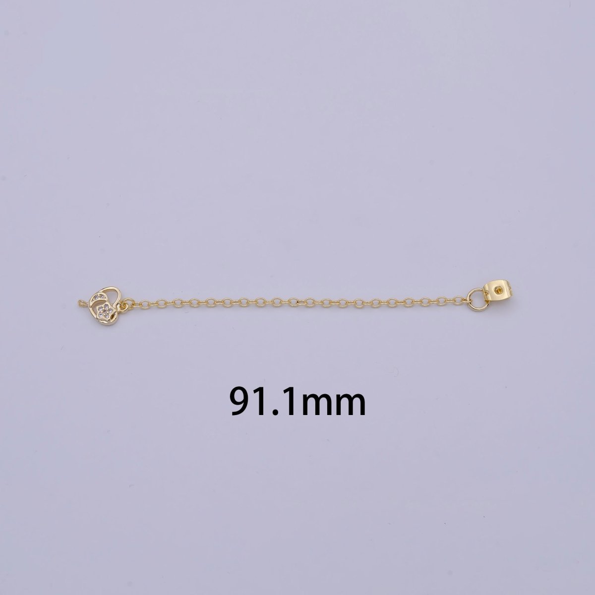 Gold Ear Back Stoppers, Earring Nuts with Long Tassel Chain CZ Heart Earring Component Finding K-145 - DLUXCA