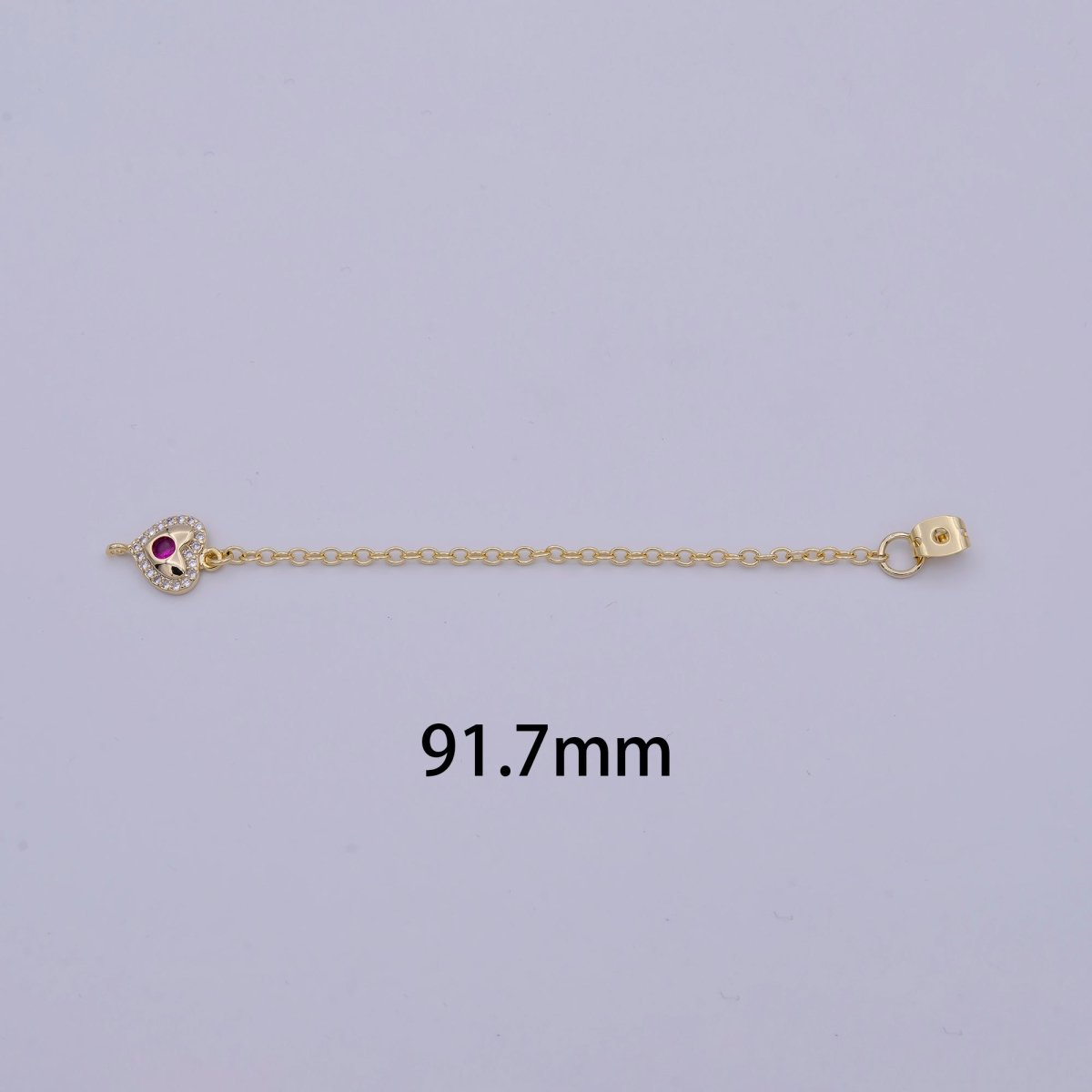 Gold Ear Back Stoppers, Earring Nuts with Long Tassel Chain ink CZ Heart Earring Component Finding K-176 - DLUXCA