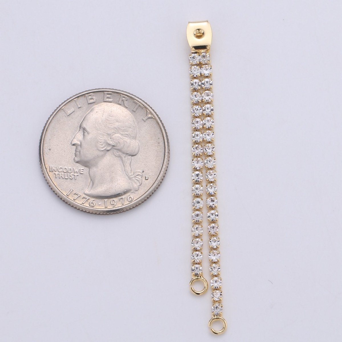 Gold Ear Back Stoppers, Earring Nuts With Micro Pave Tassel, Ear Jacket Jewelry Findings for Earring Component Supply 60mm K-428 - DLUXCA