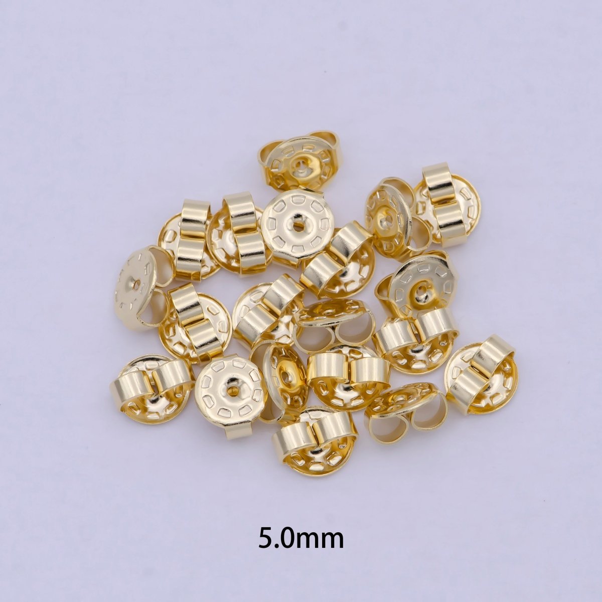 Gold Earring Backs for Studs Hypoallergenic Earring Backs Replacements Posts for Diamond Studs Droopy Secure Locking Earring Backs, 5mm K-353 - DLUXCA