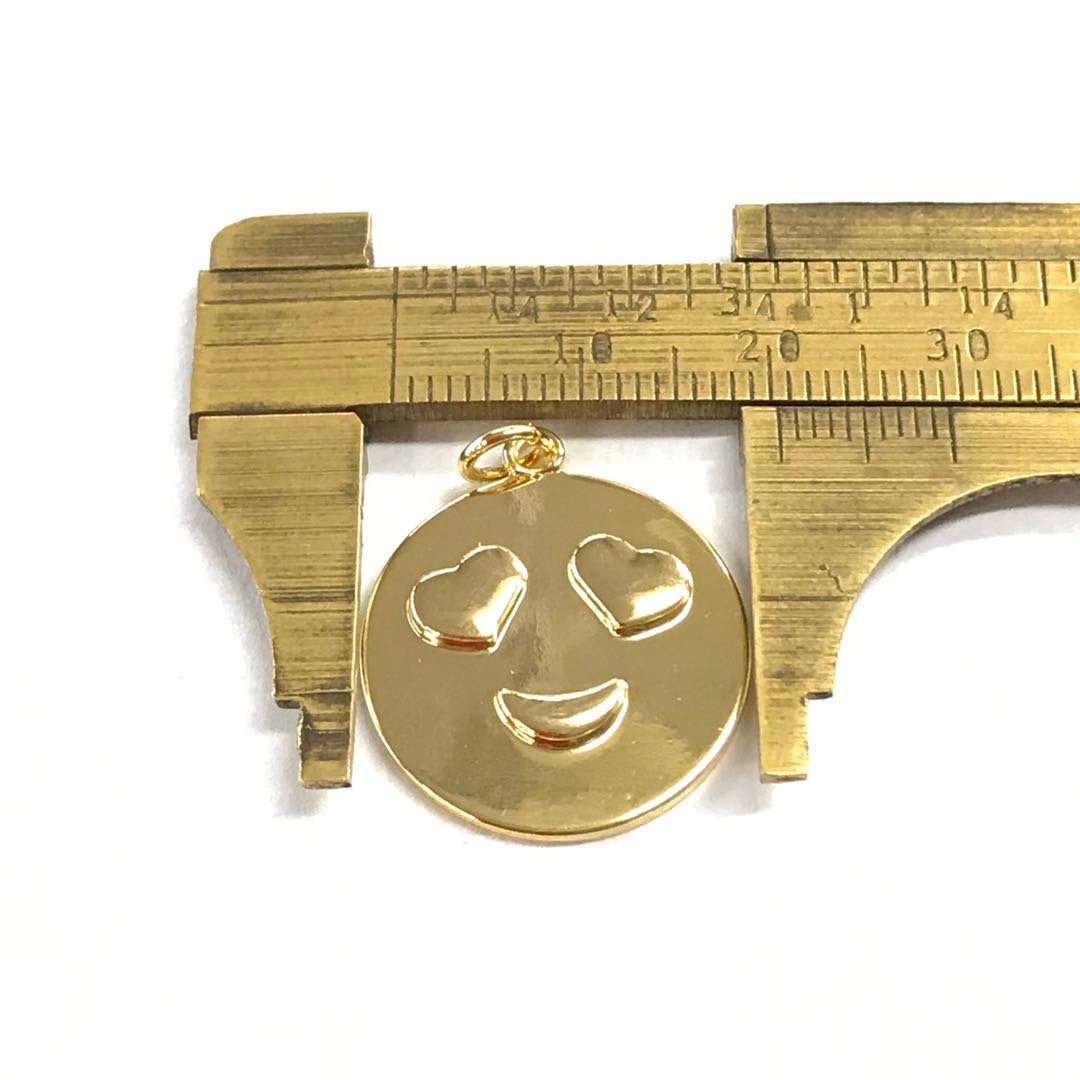 Gold emoji charm happy smile pendant for kids teens necklace jewelry supply I-631 - DLUXCA