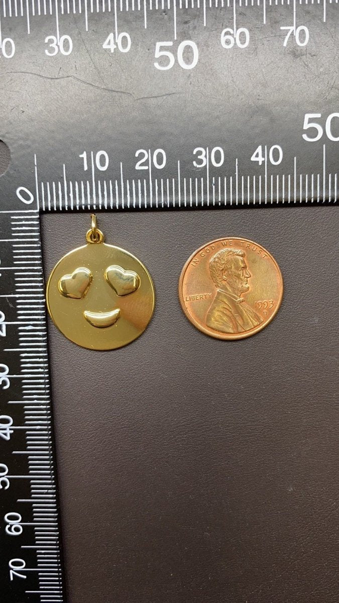 Gold emoji charm happy smile pendant for kids teens necklace jewelry supply I-631 - DLUXCA