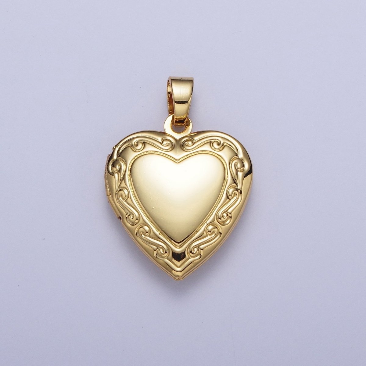 Gold Engraved Decorative Cravings Heart Love Locket Pendant For Valentines Romantic Jewelry | X-678 - DLUXCA