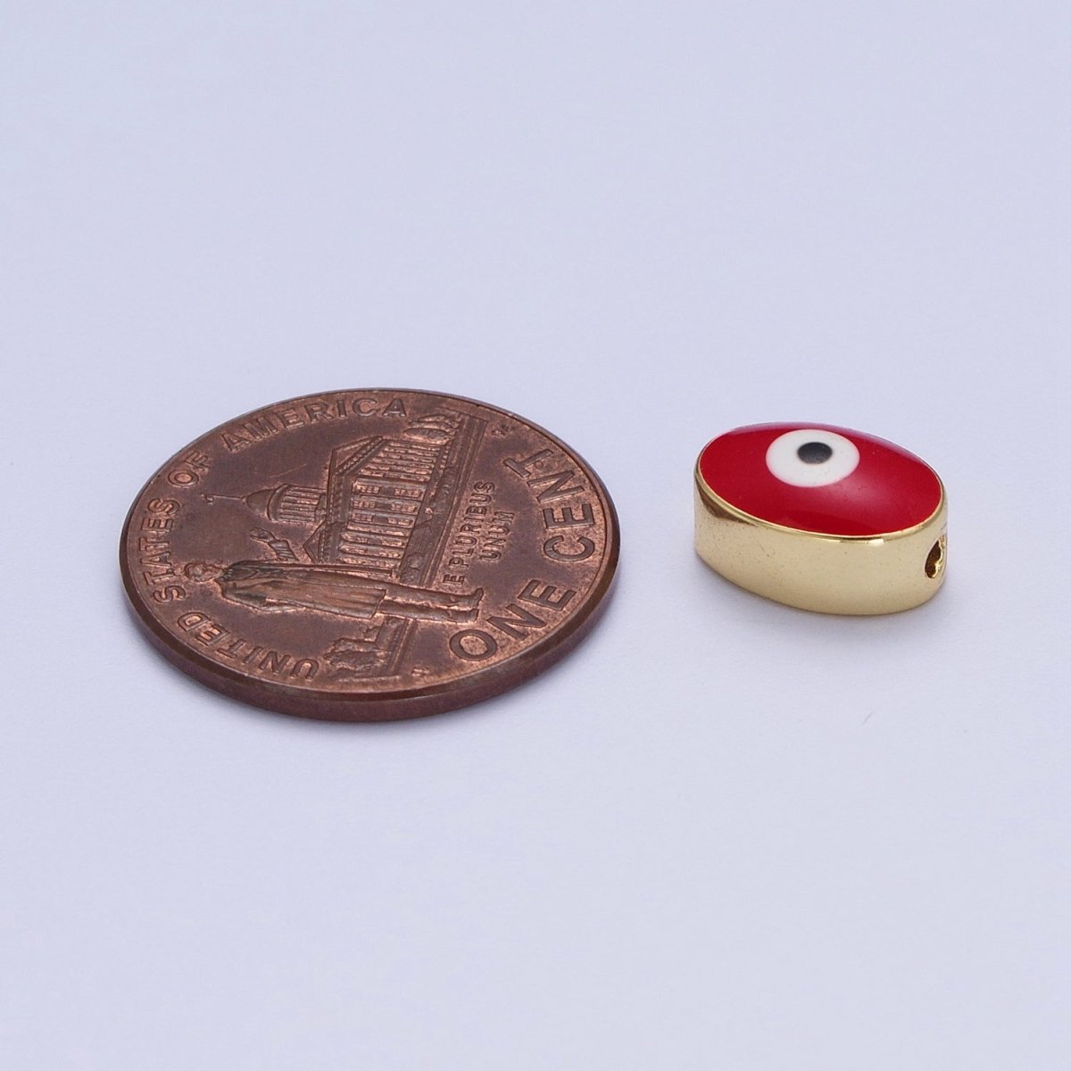 Gold Evil Eye Bead Spacer for Bracelet Red / Purple Eye Bead | B-671 B-652 - DLUXCA