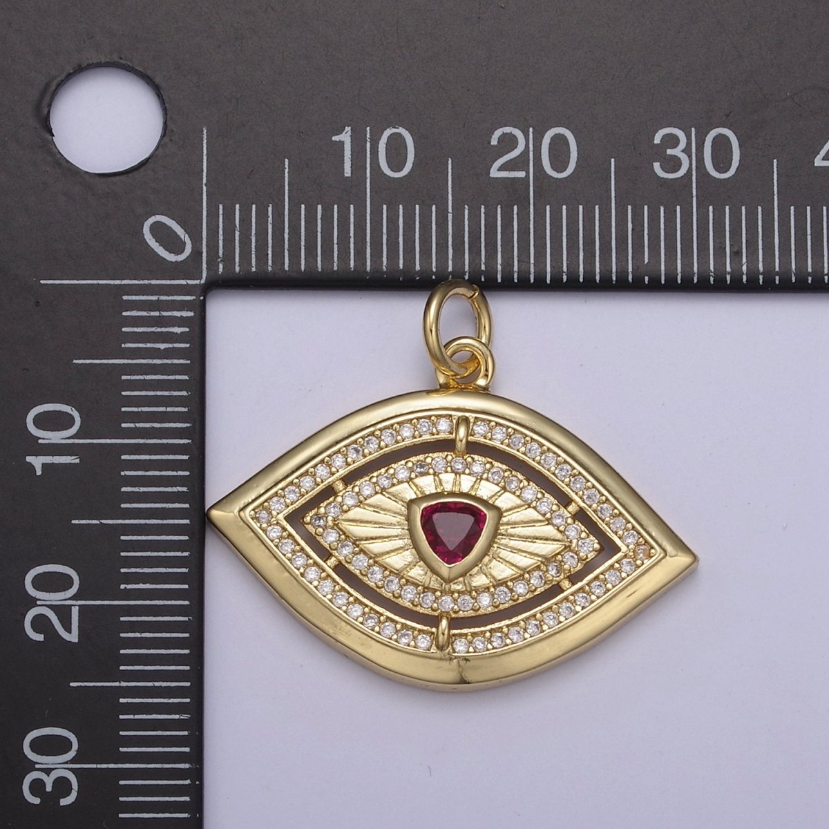 Gold Evil Eye Pendant 14K Gold Filled Eye Charm- Minimalist Jewelry Medallion Pendant Clear Blue Green Red Cz Layering Stacking N-653 - N-656 - DLUXCA