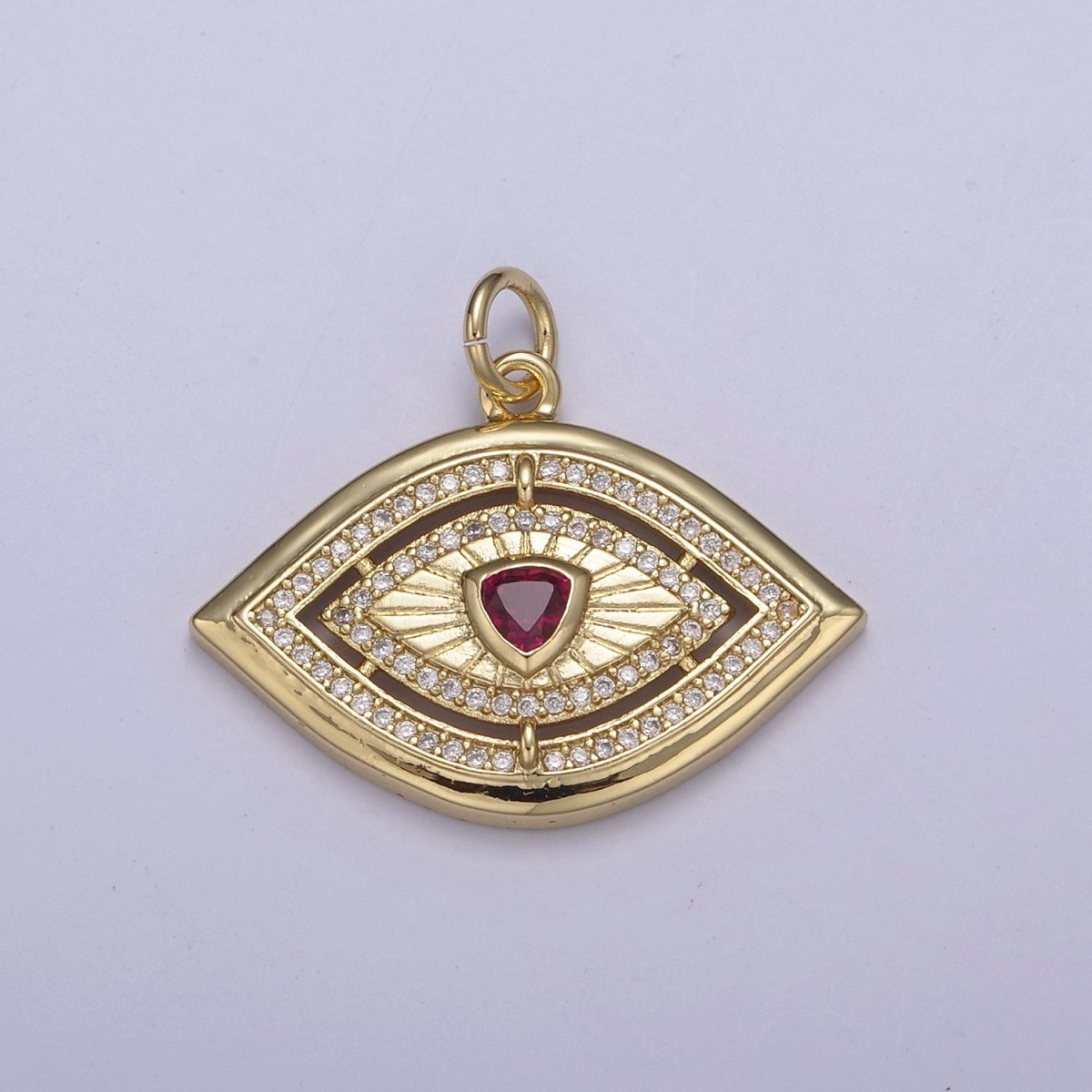 Gold Evil Eye Pendant 14K Gold Filled Eye Charm- Minimalist Jewelry Medallion Pendant Clear Blue Green Red Cz Layering Stacking N-653 - N-656 - DLUXCA