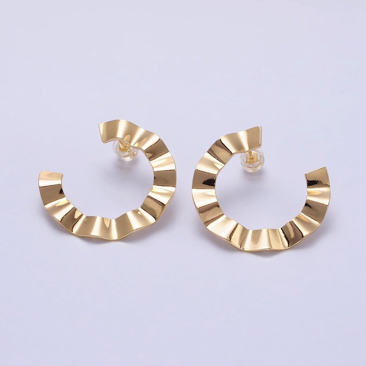 Gold Fan Earrings, Modern Hoops Fan Earrings, Art Deco Earrings Silver Earrings Design AB656 AB667 - DLUXCA