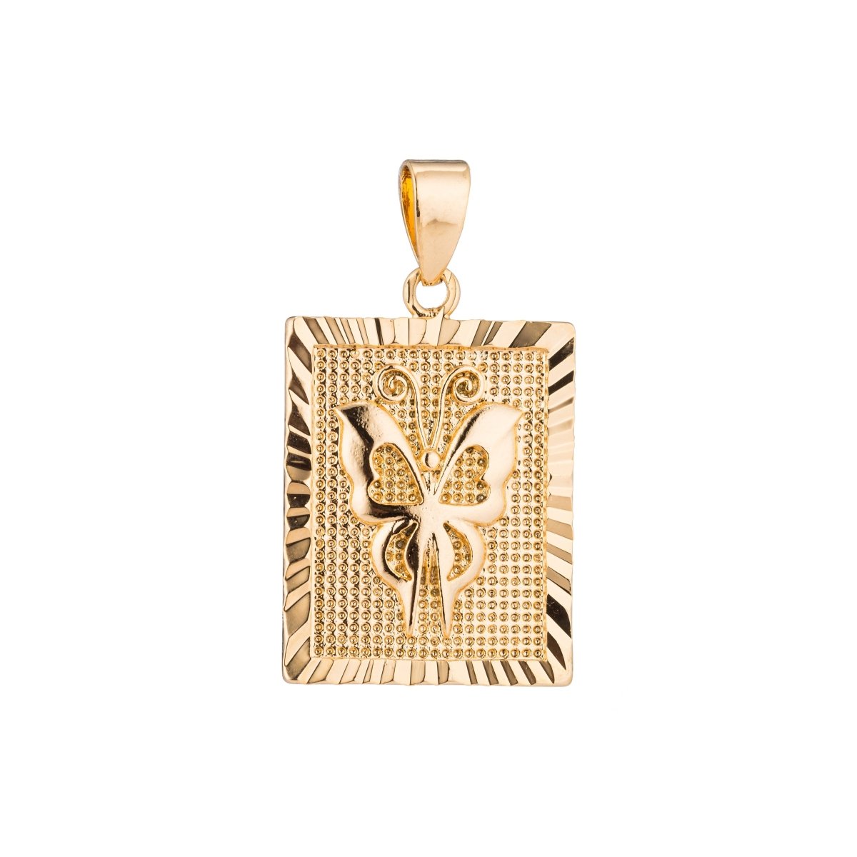 Gold Fill Monarch Butterfly, Frame Bar, Dangle, Cute Animal, Nature Lover Gift Necklace Pendant Charm Bead Bails Findings for Jewelry Making H-774 - DLUXCA