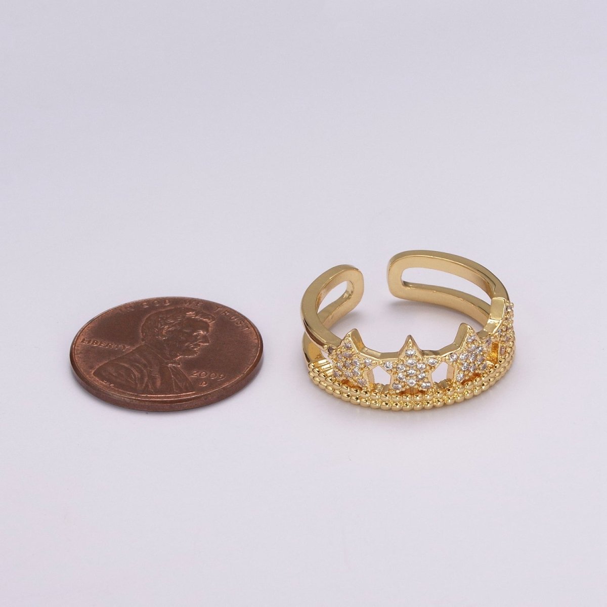 Gold Fill Star Double Band Ring, Elegant Style, Star Ring, Adjustable Size, Gifts For Her, Gifts For Friends, Chic Stories, Birthday U-122 - DLUXCA