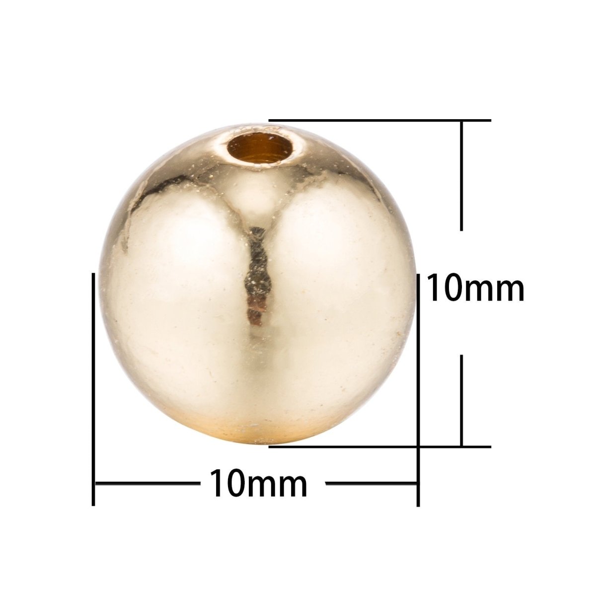 Gold Filled 10mm Round Minimalist Spacer Bead in Gold & Silver | B-006 B-007 - DLUXCA