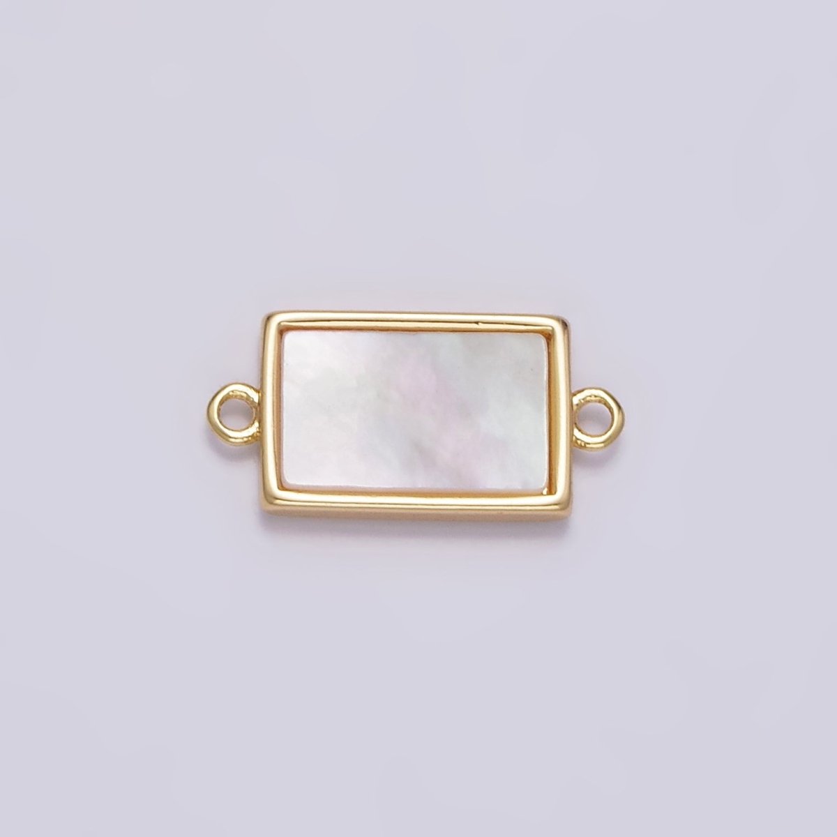 Gold Filled 13.3mm Rectangular Bar Shell Pearl Minimalist Bezel Connector G-703 - DLUXCA