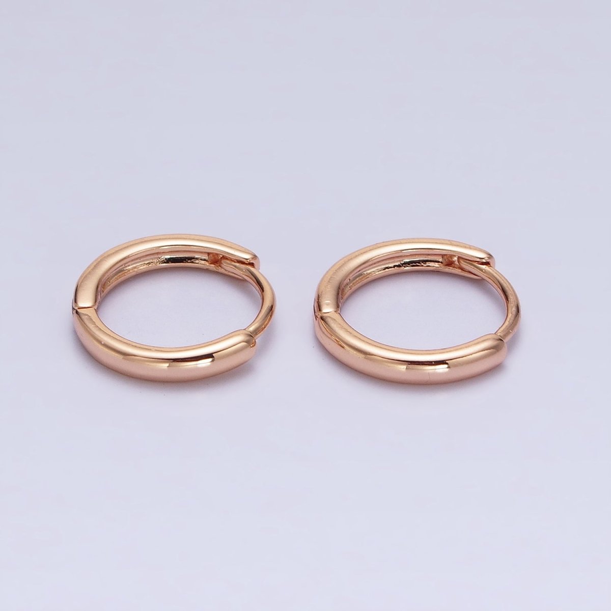 Gold Filled 13mm Minimalist Thin Huggie Earrings in Silver & Rose Gold | AD1347 AD1348 - DLUXCA