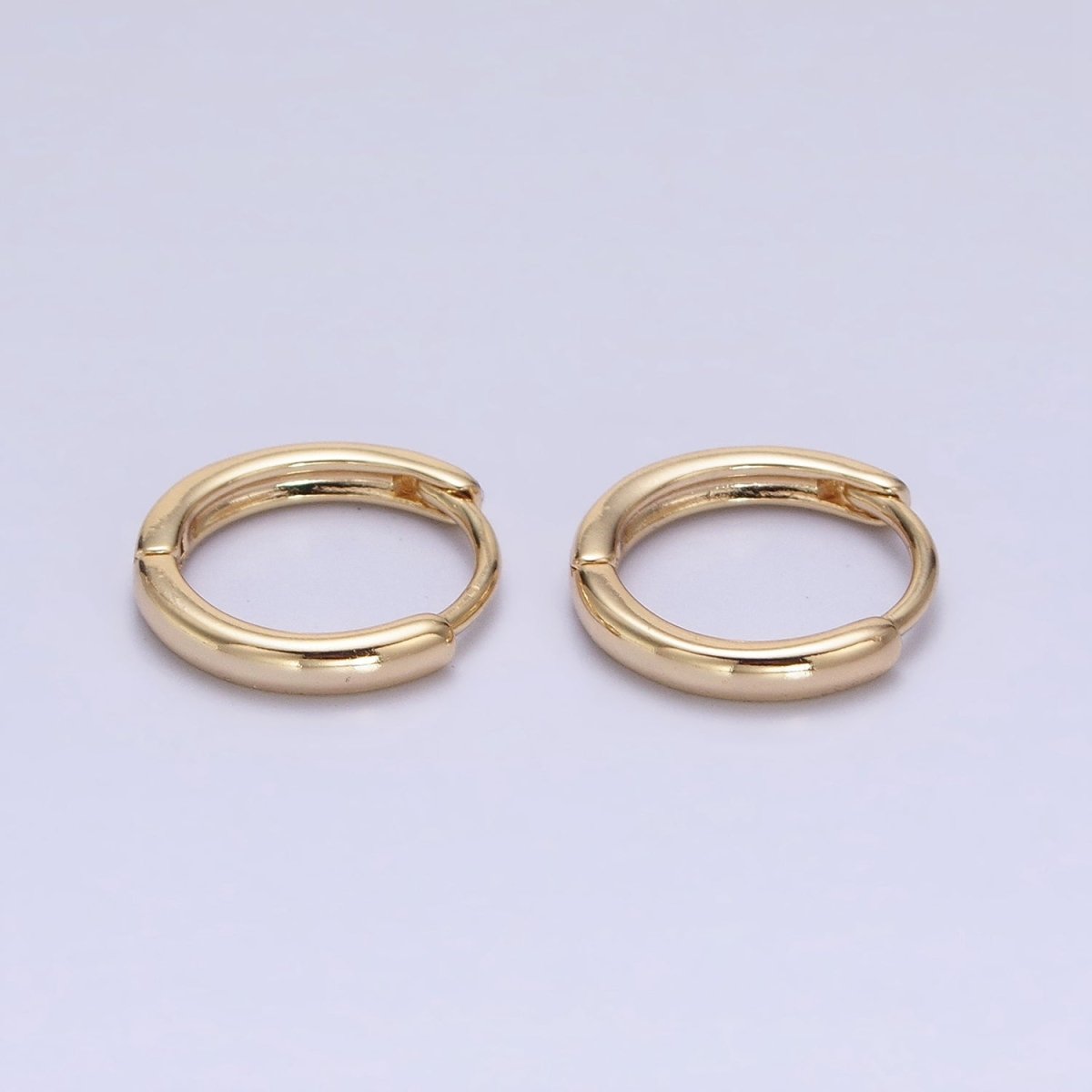 Gold Filled 13mm Minimalist Thin Huggie Earrings in Silver & Rose Gold | AD1347 AD1348 - DLUXCA