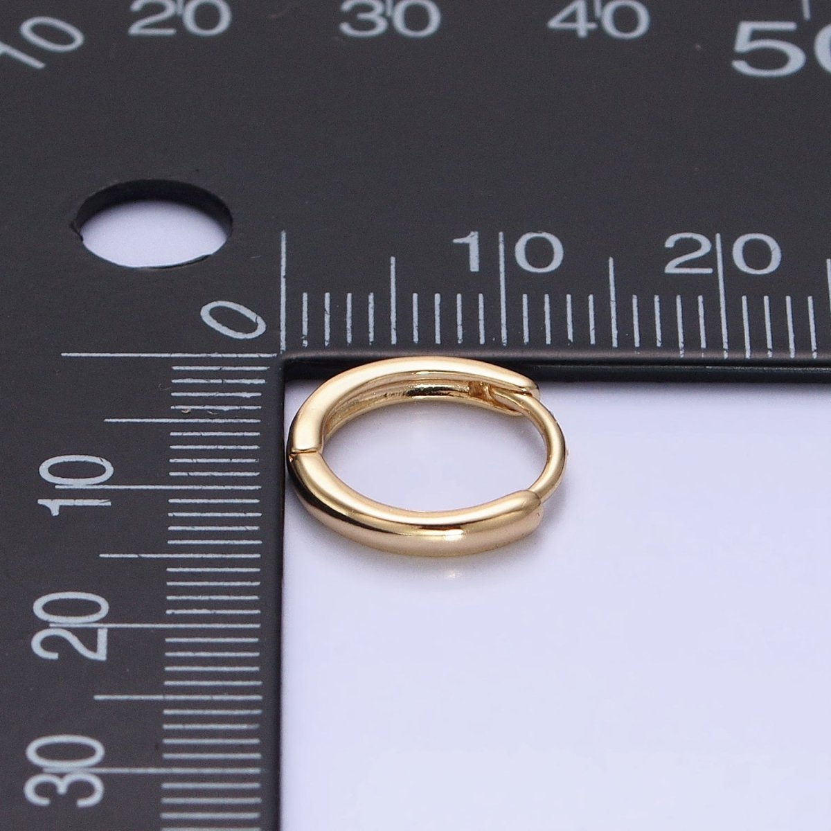 Gold Filled 13mm Minimalist Thin Huggie Earrings in Silver & Rose Gold | AD1347 AD1348 - DLUXCA