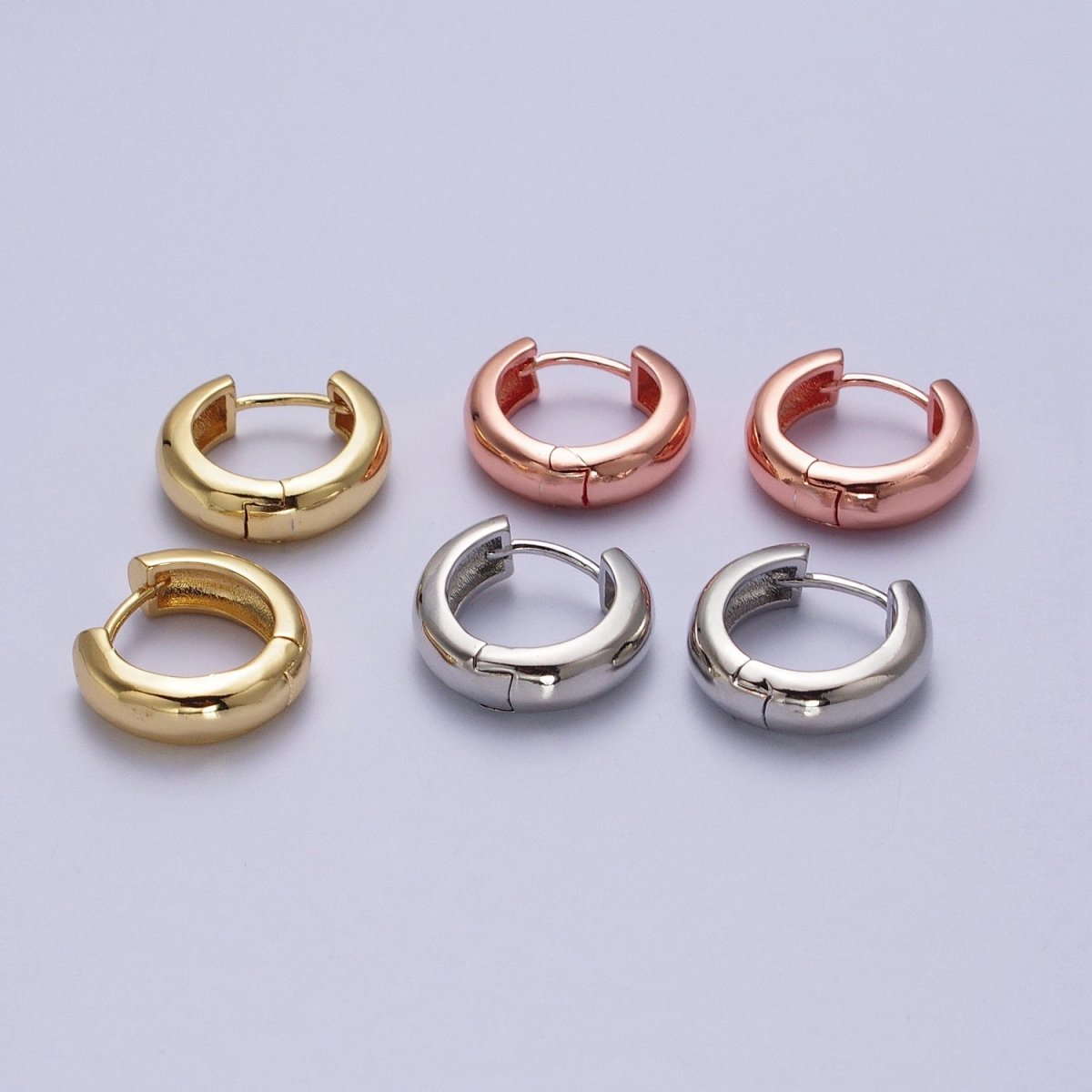 Gold Filled 15mm, 17mm Lever Back Huggie Earrings in Silver & Rose Gold Minimalist Jewelry | Y-264~Y-267 - DLUXCA