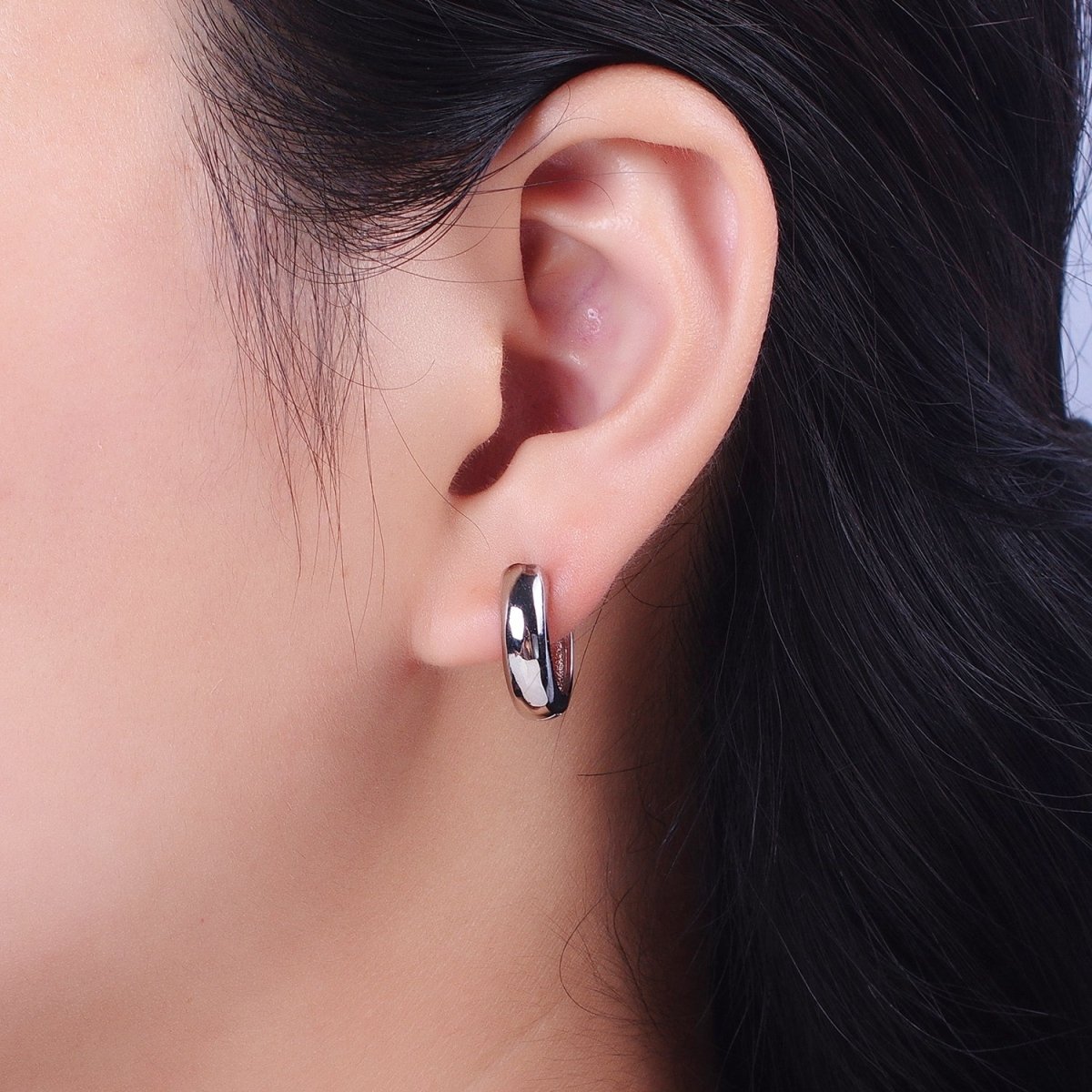 Gold Filled 15mm, 17mm Lever Back Huggie Earrings in Silver & Rose Gold Minimalist Jewelry | Y-264~Y-267 - DLUXCA