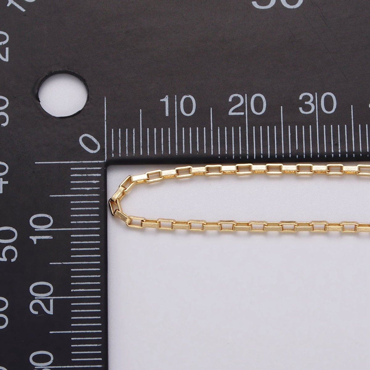 Gold Filled 1.5mm Rectangular Long Box Paperclip Chain By Yard in Gold & Silver | ROLL-1029, ROLL-1110 - DLUXCA