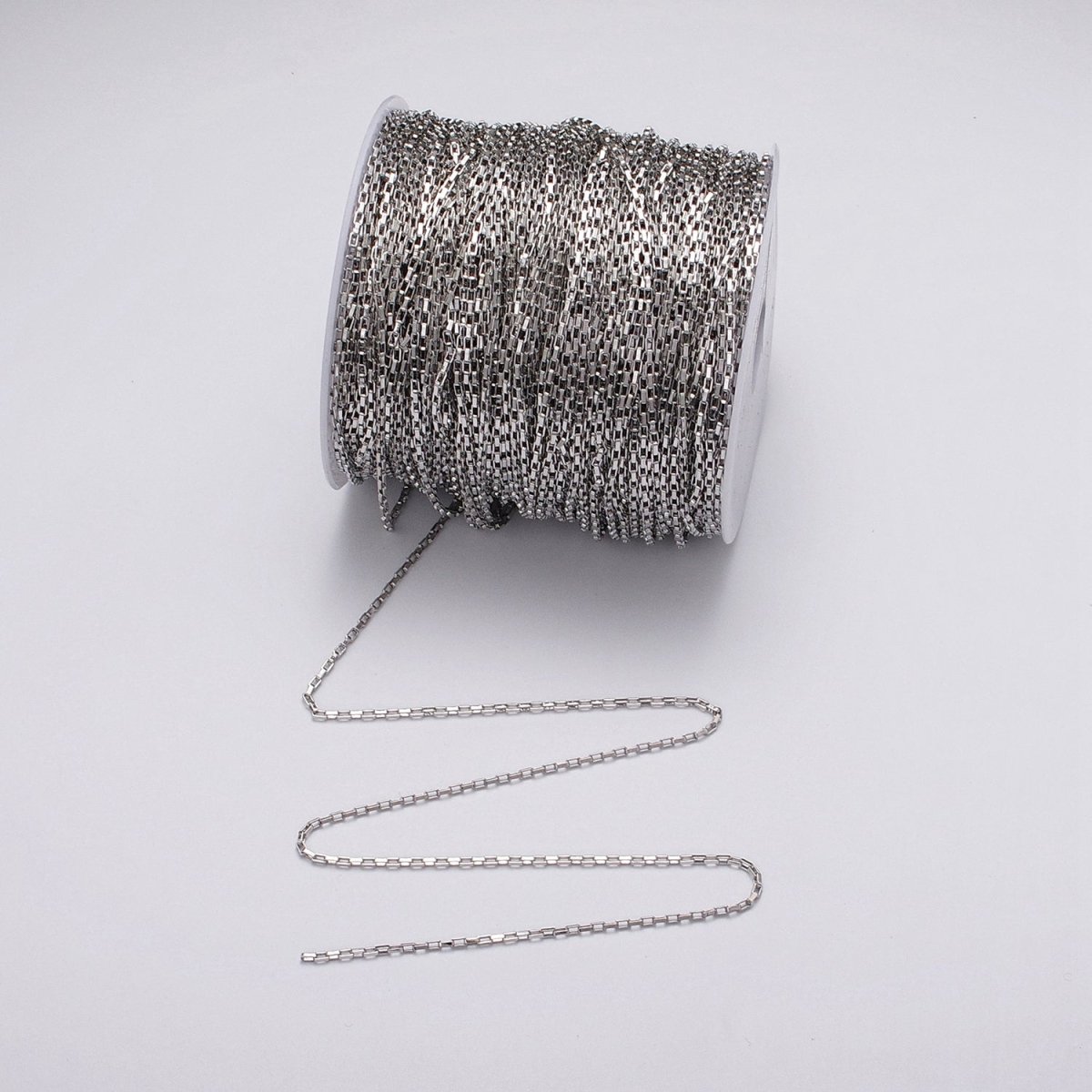 Gold Filled 1.5mm Rectangular Long Box Paperclip Chain By Yard in Gold & Silver | ROLL-1029, ROLL-1110 - DLUXCA