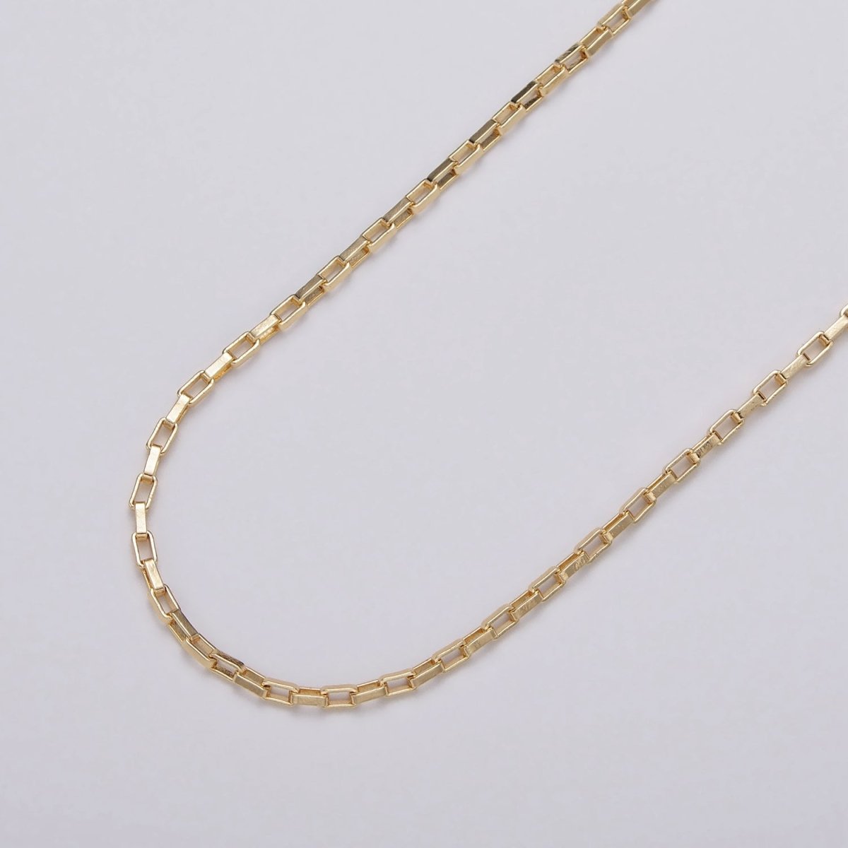 Gold Filled 1.5mm Rectangular Long Box Paperclip Chain By Yard in Gold & Silver | ROLL-1029, ROLL-1110 - DLUXCA