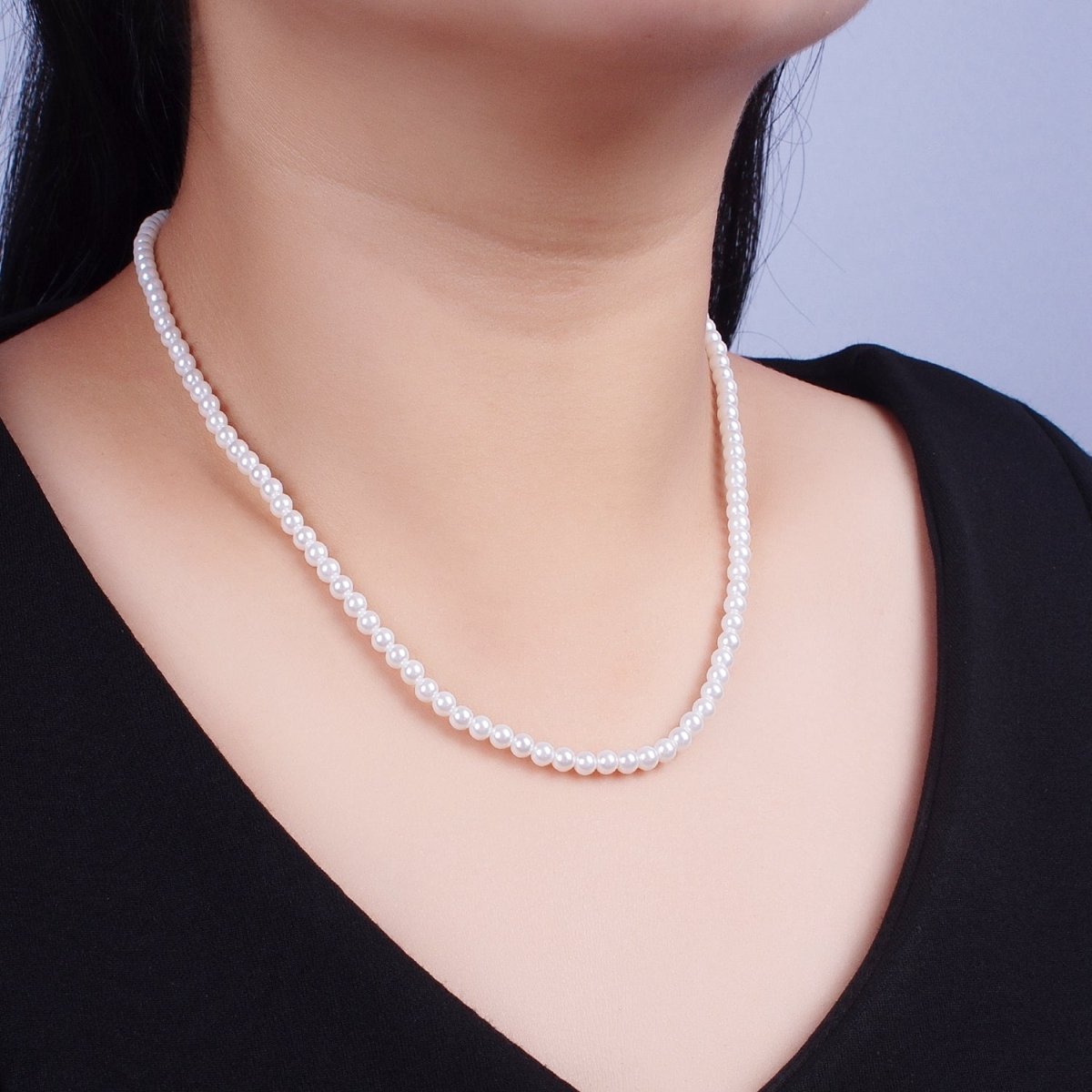 Gold Filled 17 Inch Round White/Pink Shell Pearl Layering Choker Necklace in Silver & Gold | WA-1176 WA-1177 WA-1178 WA-1179 WA-1180 Clearance Pricing - DLUXCA