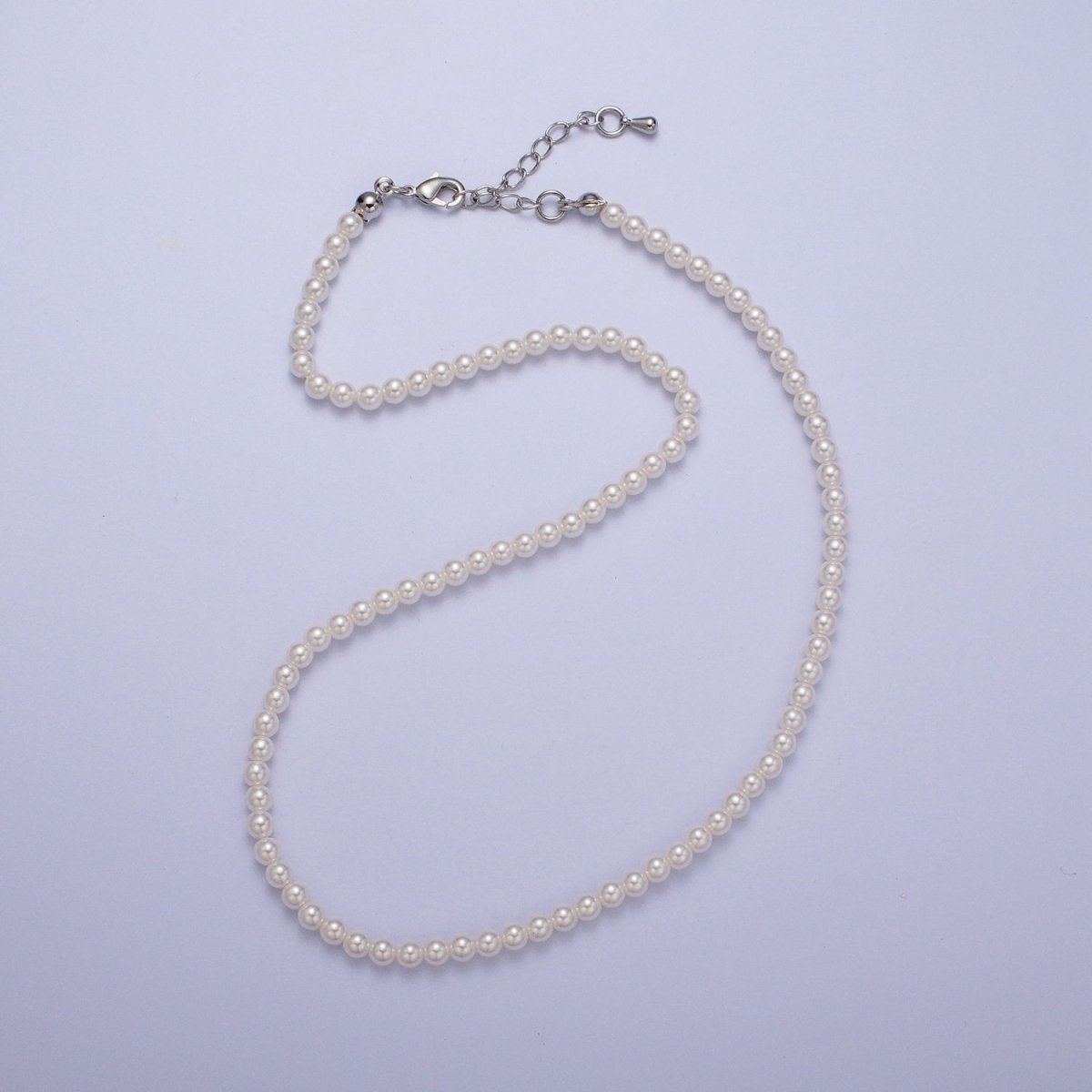Gold Filled 17 Inch Round White/Pink Shell Pearl Layering Choker Necklace in Silver & Gold | WA-1176 WA-1177 WA-1178 WA-1179 WA-1180 Clearance Pricing - DLUXCA