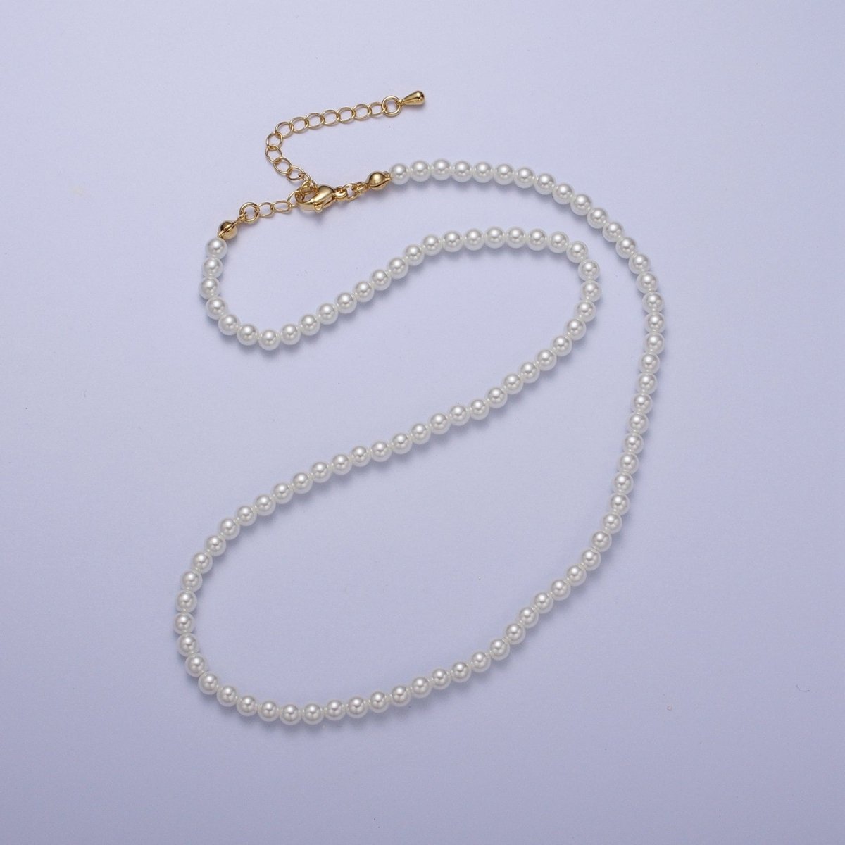Gold Filled 17 Inch Round White/Pink Shell Pearl Layering Choker Necklace in Silver & Gold | WA-1176 WA-1177 WA-1178 WA-1179 WA-1180 Clearance Pricing - DLUXCA