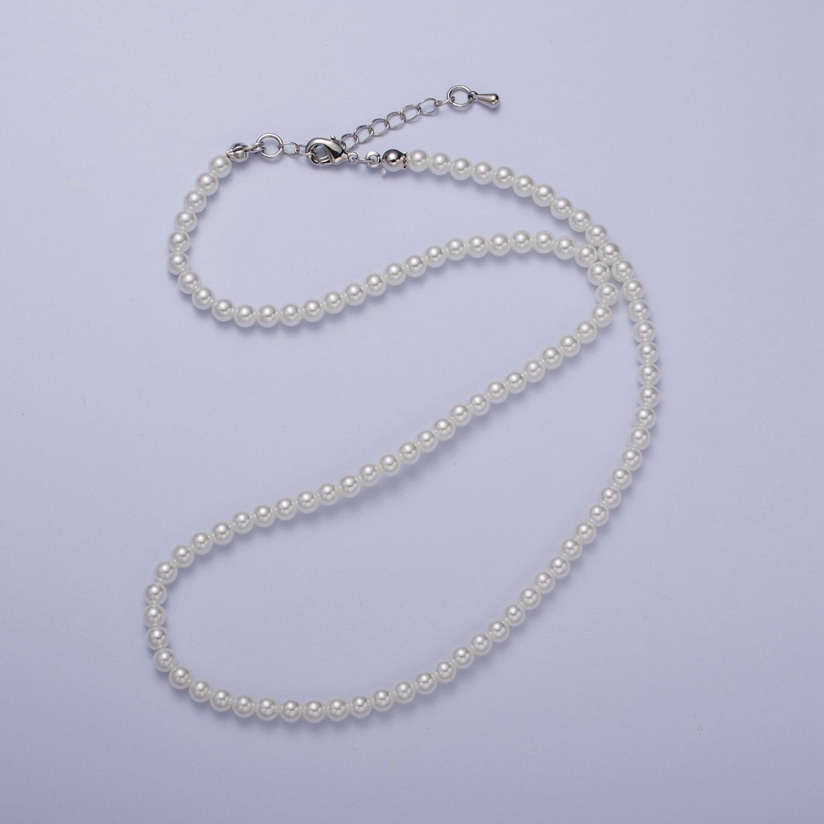 Gold Filled 17 Inch Round White/Pink Shell Pearl Layering Choker Necklace in Silver & Gold | WA-1176 WA-1177 WA-1178 WA-1179 WA-1180 Clearance Pricing - DLUXCA