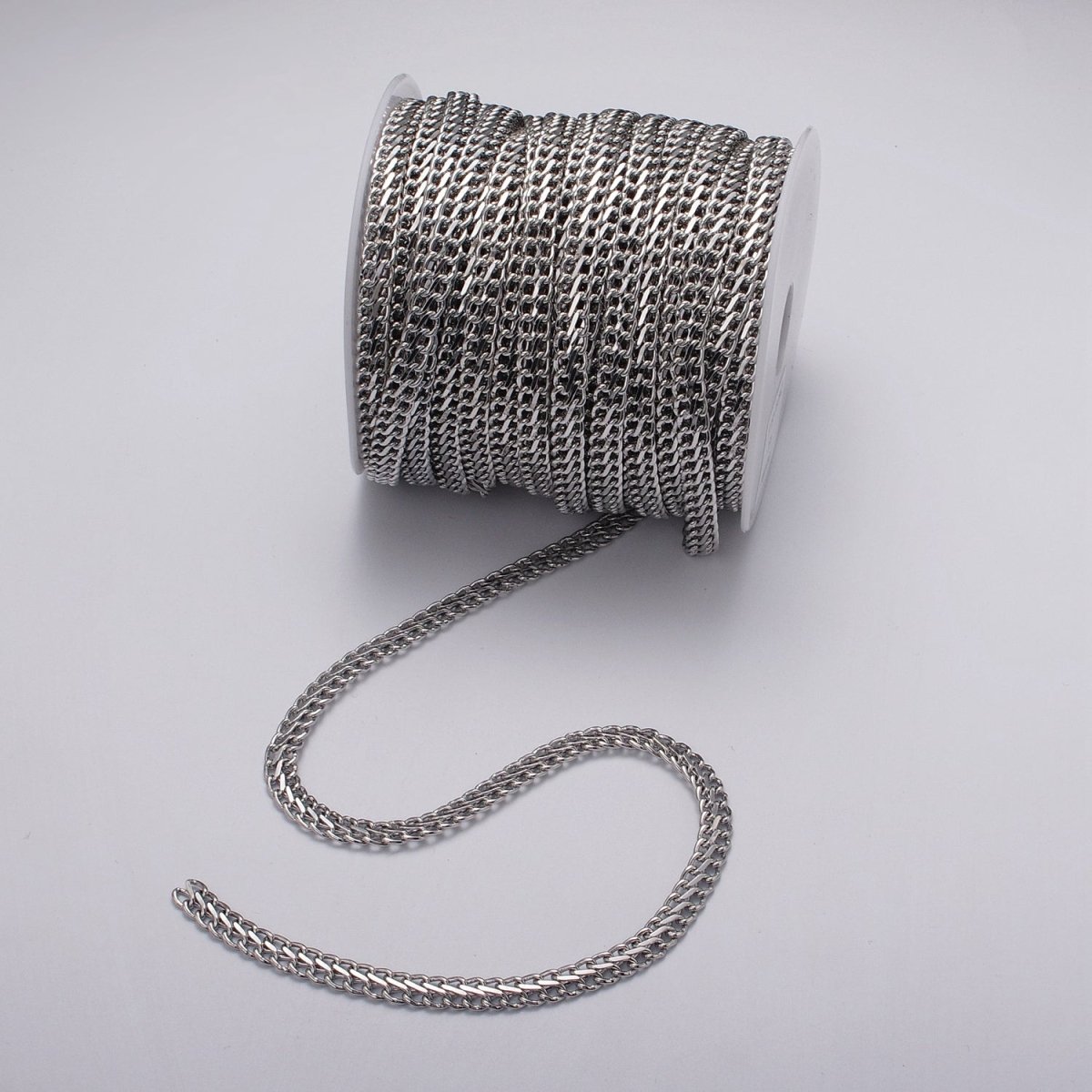 Gold Filled 6.5mm Designed Double S-Link Curb Band Unfinished Chain in Gold & Silver | ROLL-1034, ROLL-1119 Clearance Pricing - DLUXCA