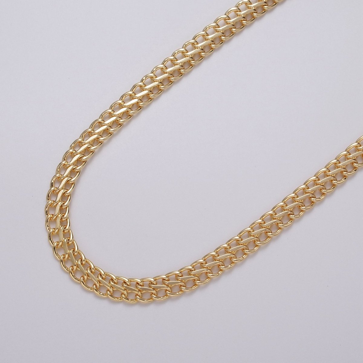 Gold Filled 6.5mm Designed Double S-Link Curb Band Unfinished Chain in Gold & Silver | ROLL-1034, ROLL-1119 Clearance Pricing - DLUXCA