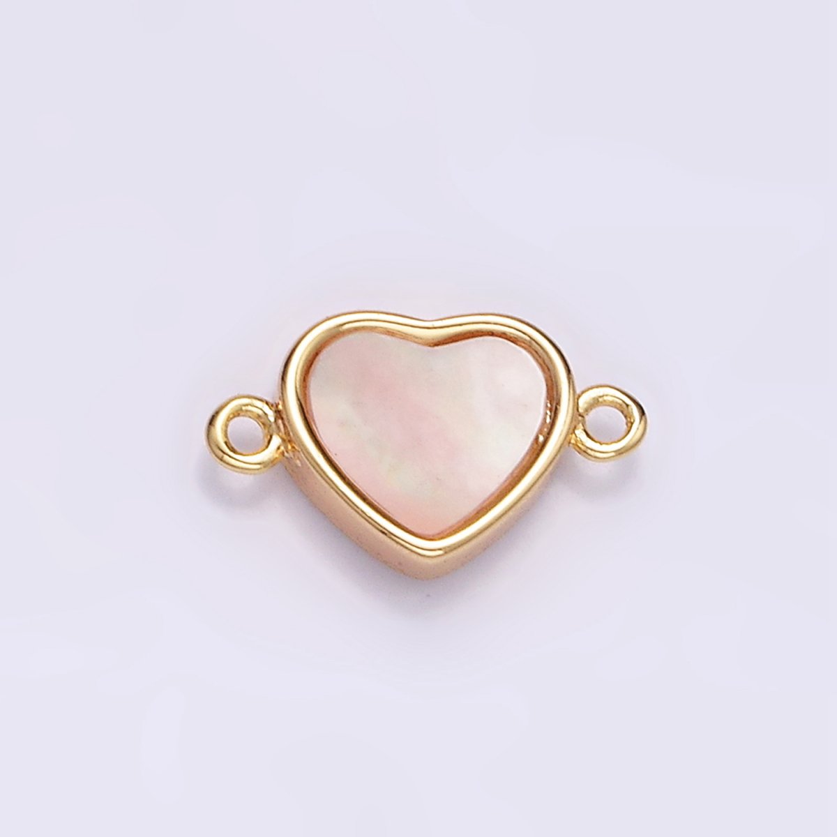 Gold Filled 6.7mm Shell Pearl Heart Minimalist Bezel Connector G-701 - DLUXCA