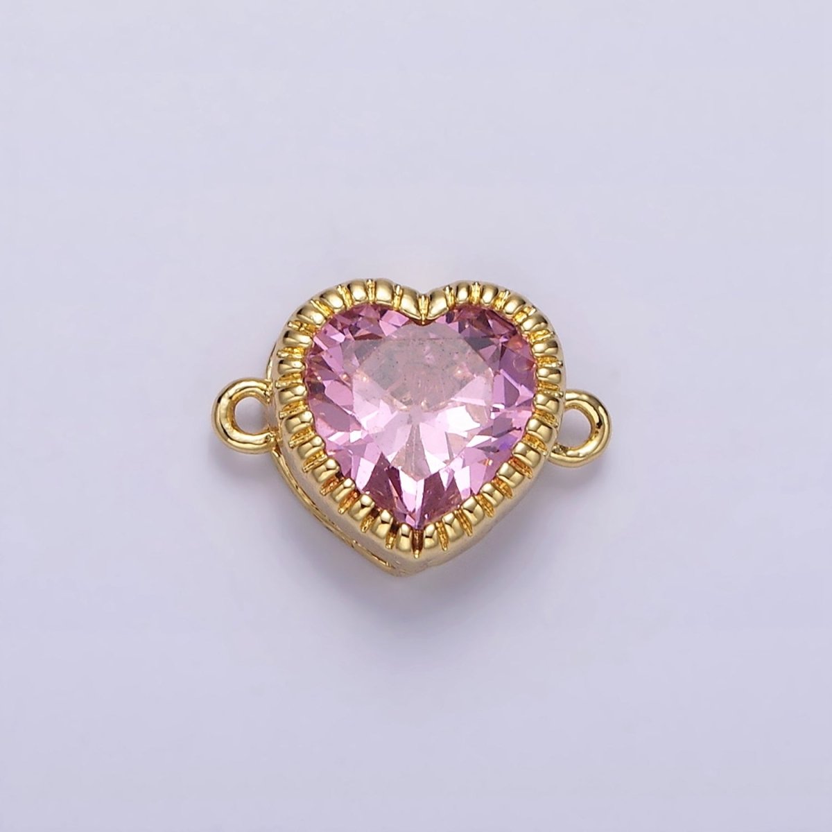 Gold Filled 9.5mm Red, Pink, Clear CZ Heart Line-Textured Connector G-717 - G-719 - DLUXCA