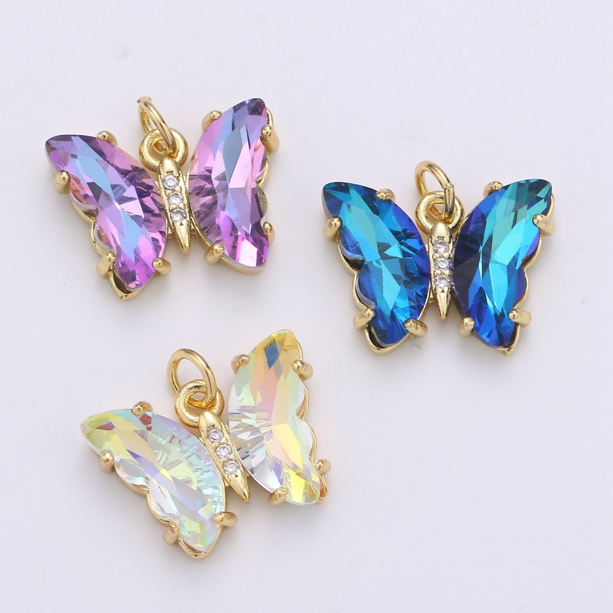 Gold Filled Acrylic Butterfly Charm - D-820-D-826 E-032-E-034 - DLUXCA