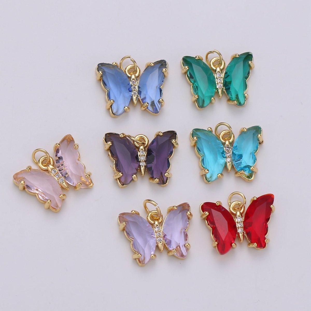 Gold Filled Acrylic Butterfly Charm - D-820-D-826 E-032-E-034 - DLUXCA