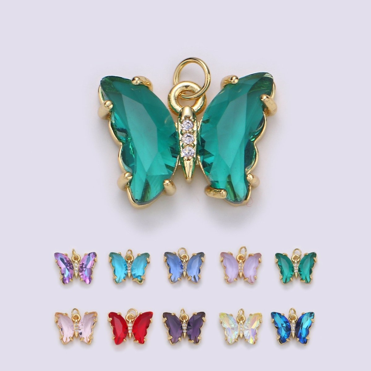 Gold Filled Acrylic Butterfly Charm - D-820-D-826 E-032-E-034 - DLUXCA