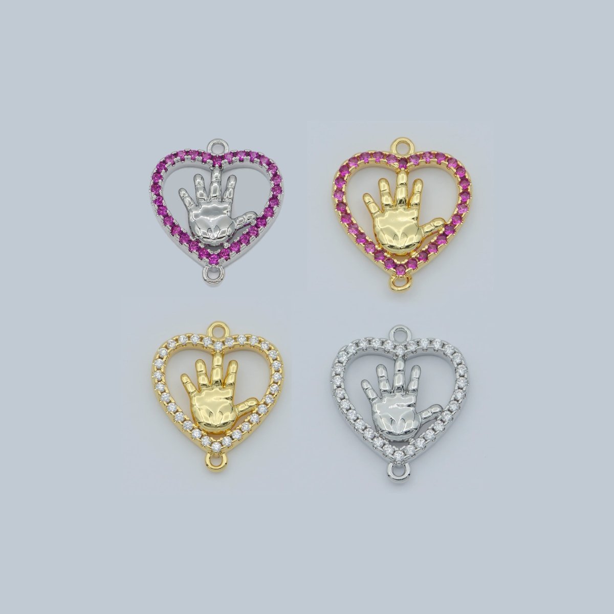 Gold Filled Baby palm Charm Connector Heart Hand Charm,Jewelry Craft Supply, DIY Bracelet, Earring, Necklace Jewelry Making Findings F-573 F-574 F-880 F-881 - DLUXCA