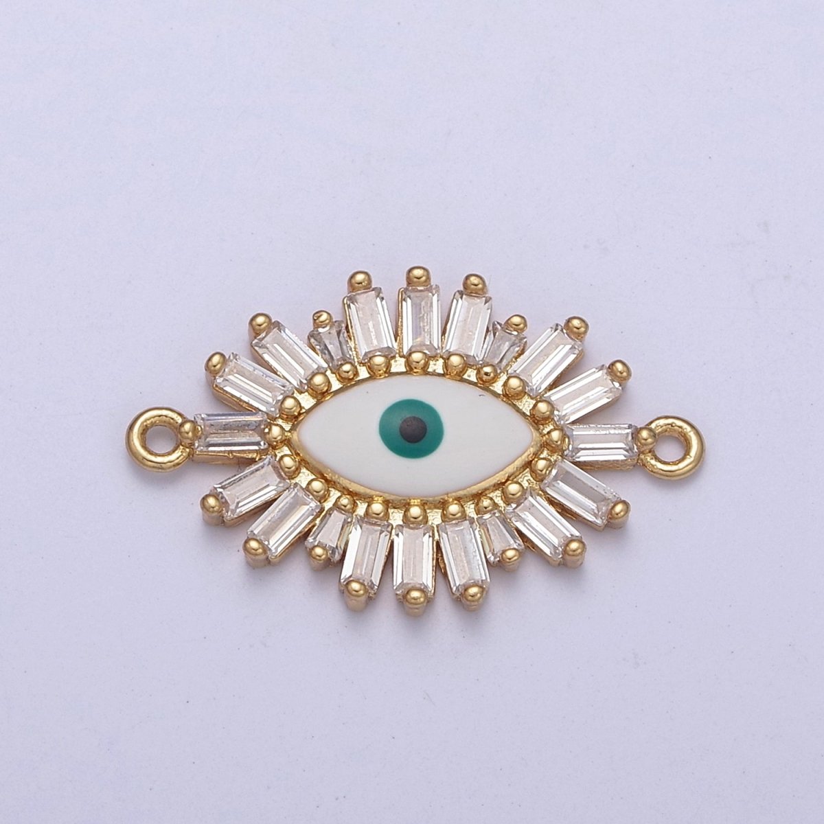 Gold Filled Baguette Evil Eye Charm Connector Y-629 - DLUXCA