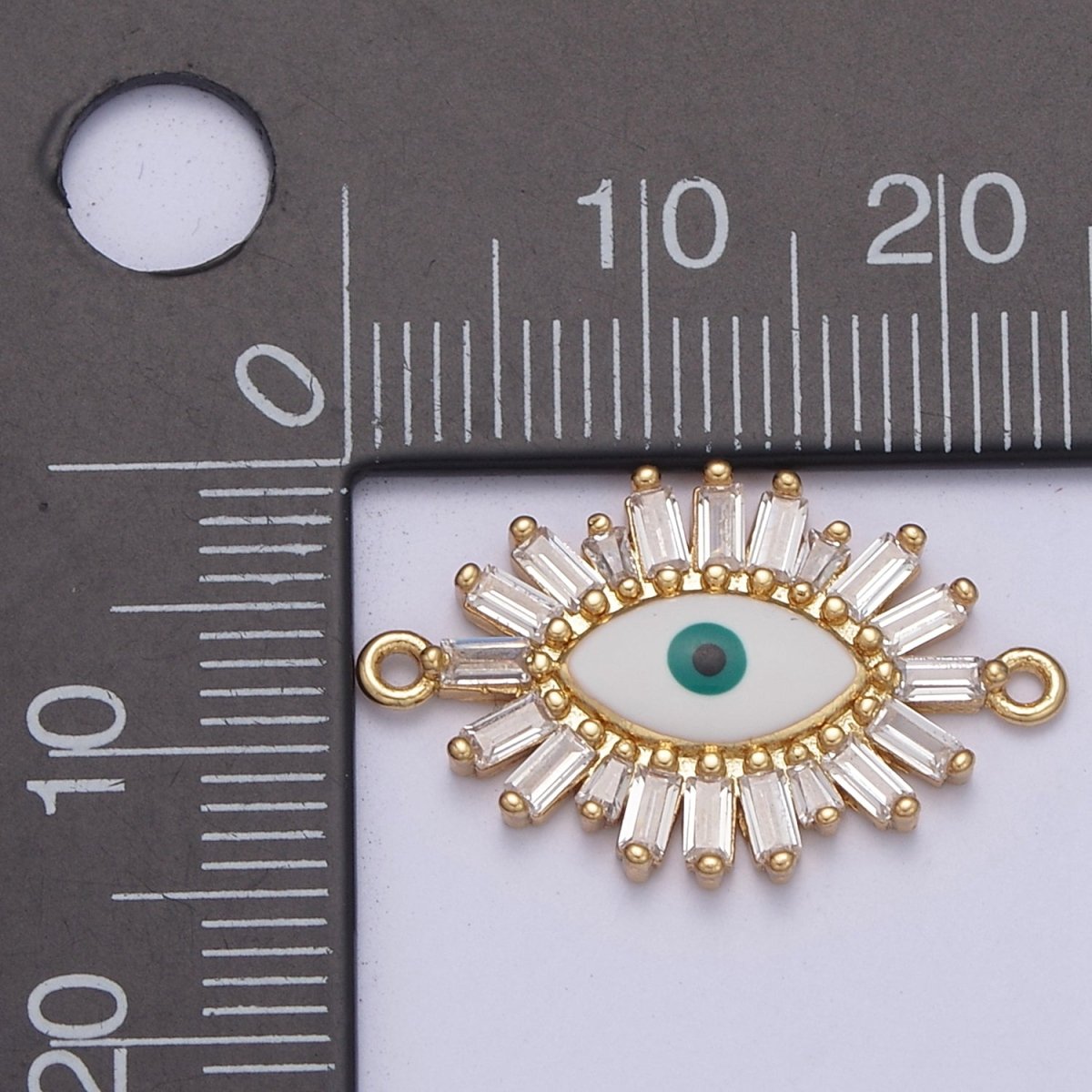 Gold Filled Baguette Evil Eye Charm Connector Y-629 - DLUXCA