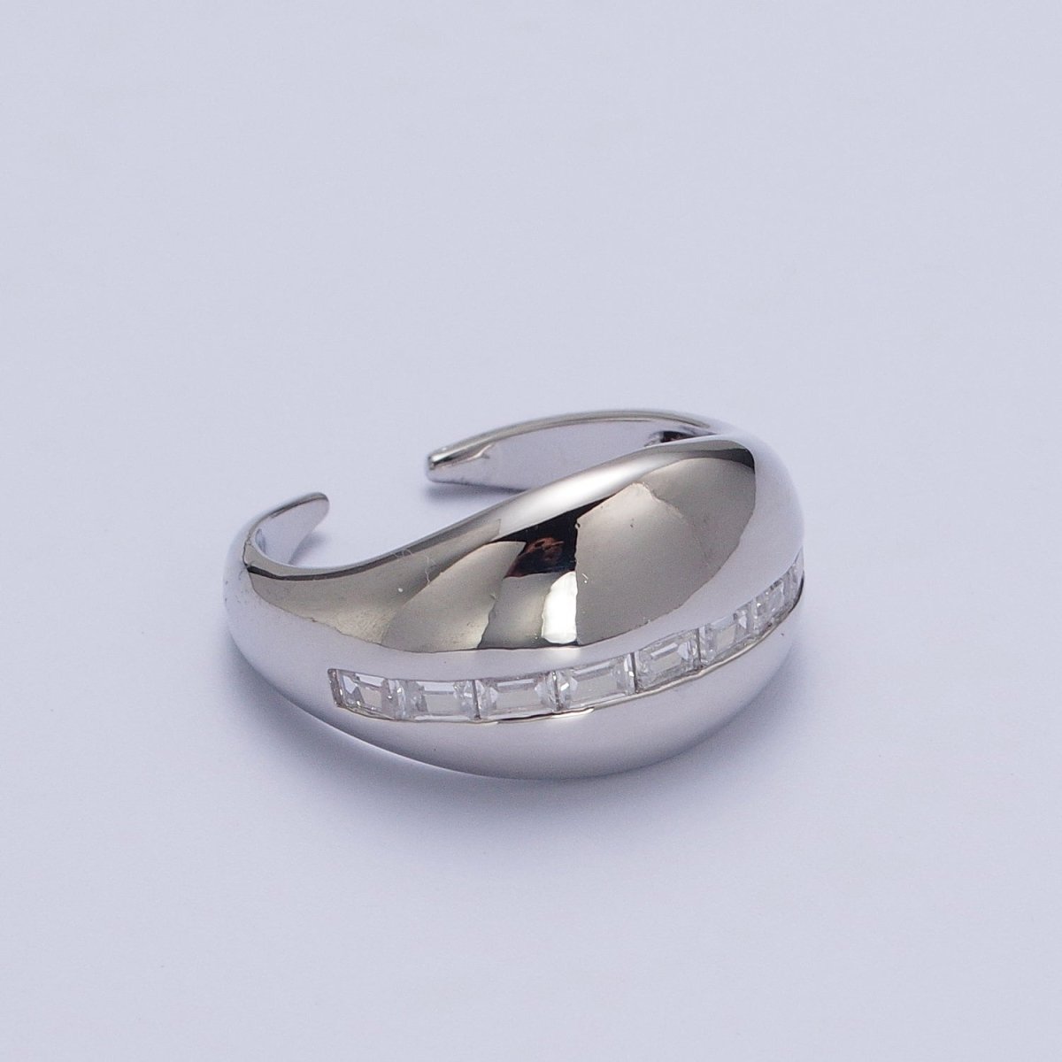 Gold Filled Baguette Lined Chunky Dome Ring in Gold & Silver | Y-388 Y-389 - DLUXCA