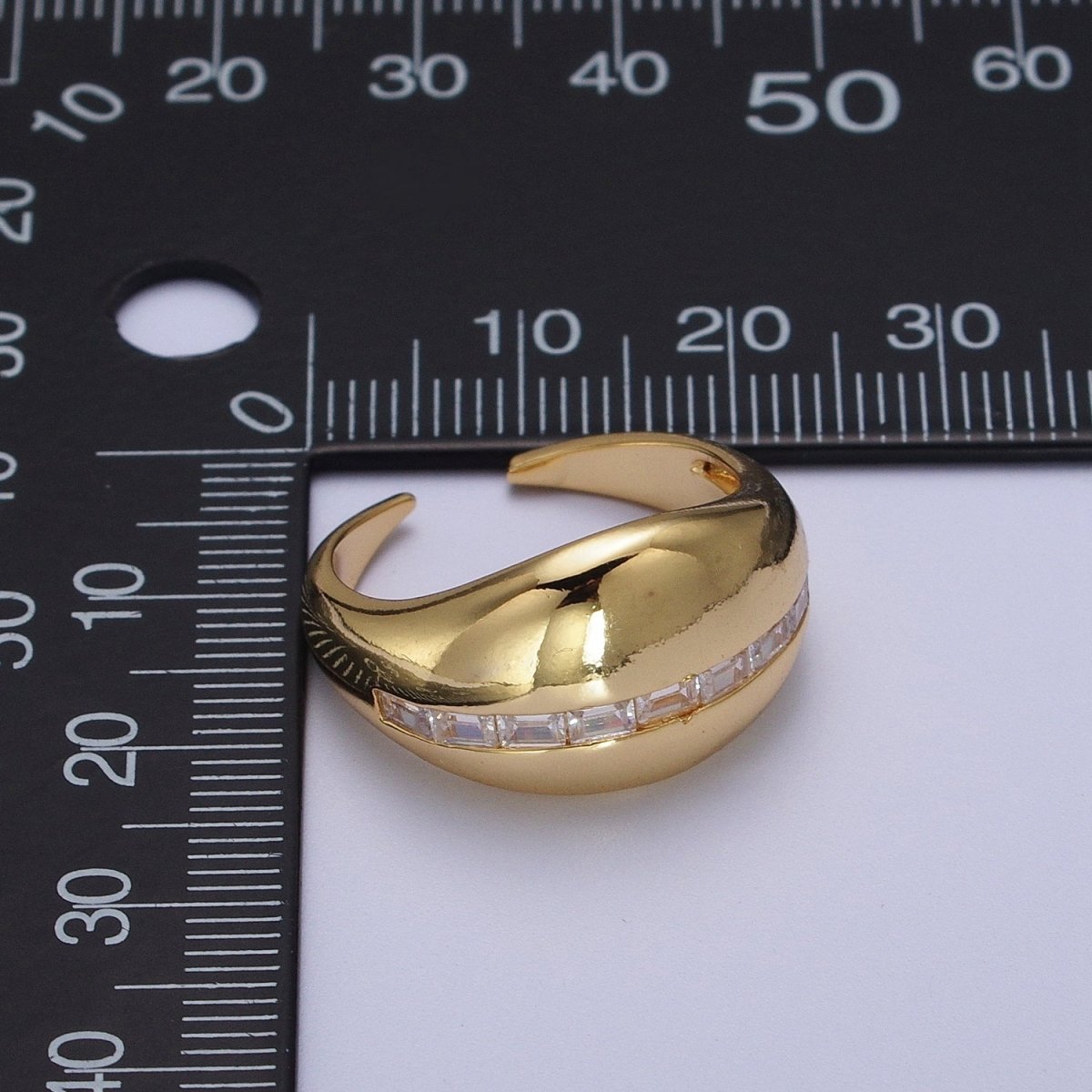 Gold Filled Baguette Lined Chunky Dome Ring in Gold & Silver | Y-388 Y-389 - DLUXCA