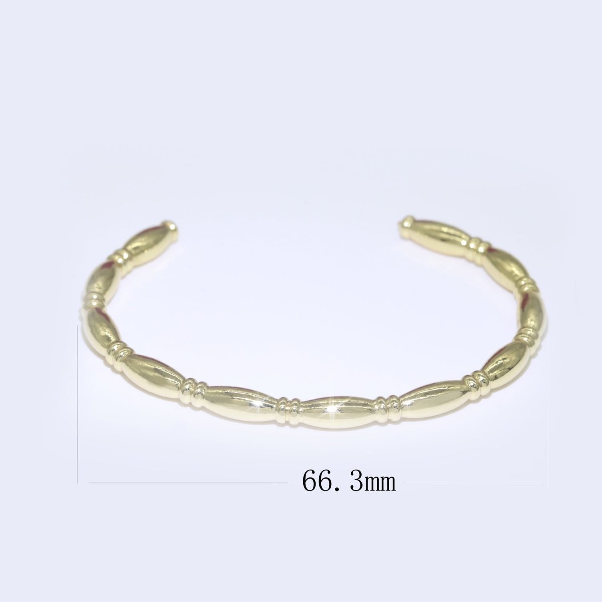 Gold Filled Bamboo Bangle Bracelet, 14K Gold Filled Bamboo Inspired Bracelet Adjustable Cuff Bracelet | WA-056 Clearance Pricing - DLUXCA