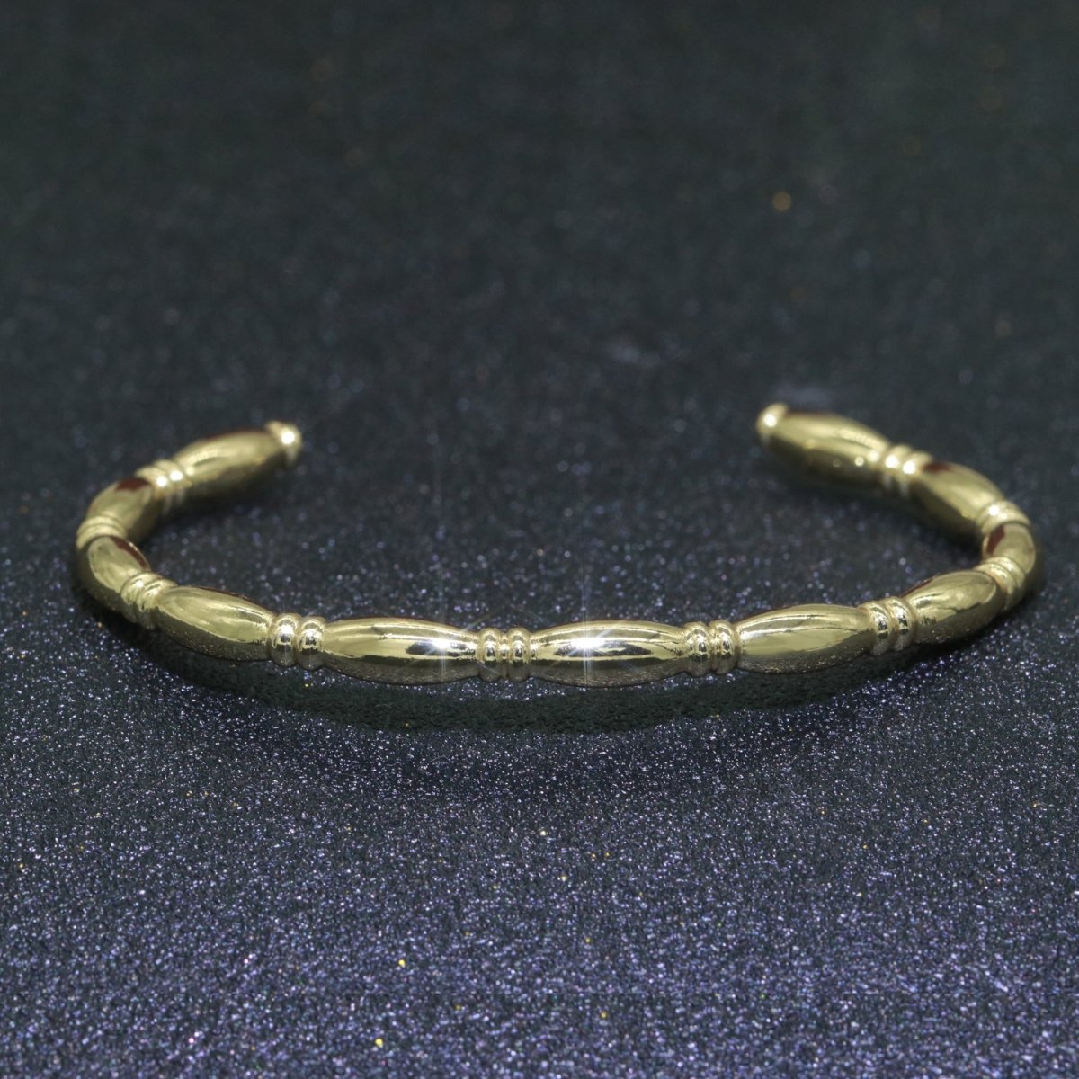 Gold Filled Bamboo Bangle Bracelet, 14K Gold Filled Bamboo Inspired Bracelet Adjustable Cuff Bracelet | WA-056 Clearance Pricing - DLUXCA