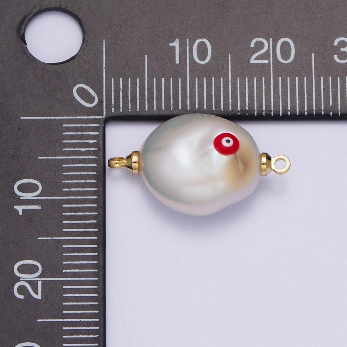 Gold Filled Baroque Pearl Red/Teal/Blue Enamel Evil Eye Link Connector Charm For DIY Jewelry Making G-539 G-540 G-541 - DLUXCA