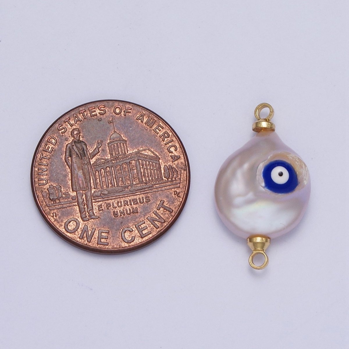 Gold Filled Baroque Pearl Red/Teal/Blue Enamel Evil Eye Link Connector Charm For DIY Jewelry Making G-539 G-540 G-541 - DLUXCA