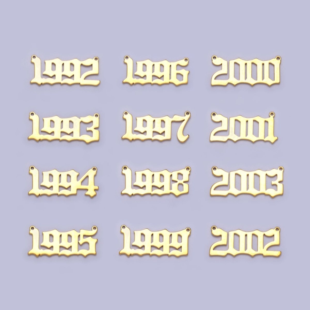 Gold Filled Birth Year Charm Connector Birthday Number Anniversary Old English Number Link Connector for Necklace Bracelet Component Y-690 ~ Y-700 - DLUXCA