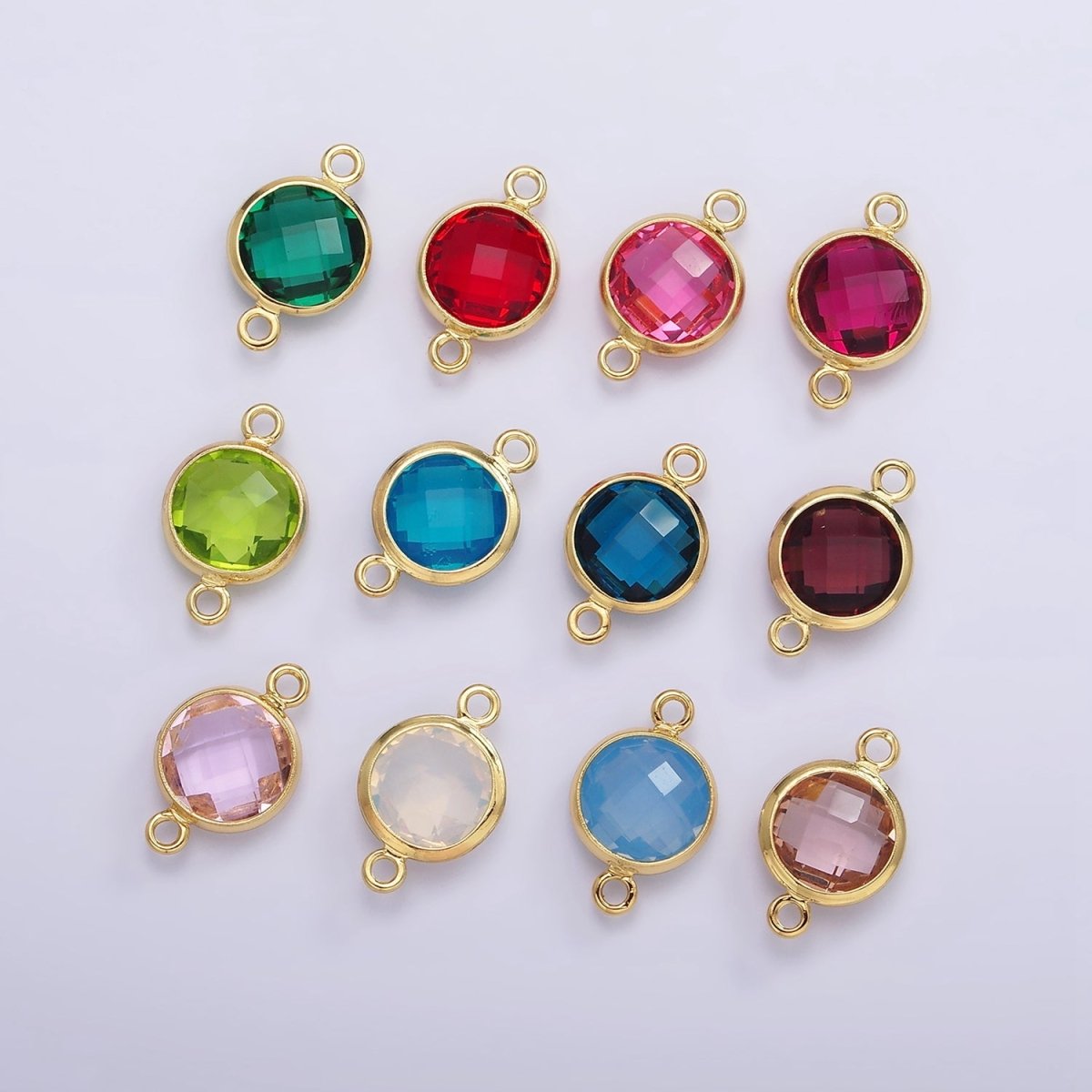 Gold Filled Birthstone CZ Connector Link Connector for Bracelet Necklace School Colors Stone Finding G-766 G-767 - DLUXCA