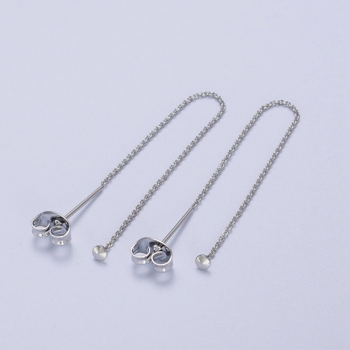 Gold Filled Cable Rolo Chain Long Threader Earrings in Gold & Silver K-201 K-204 - DLUXCA