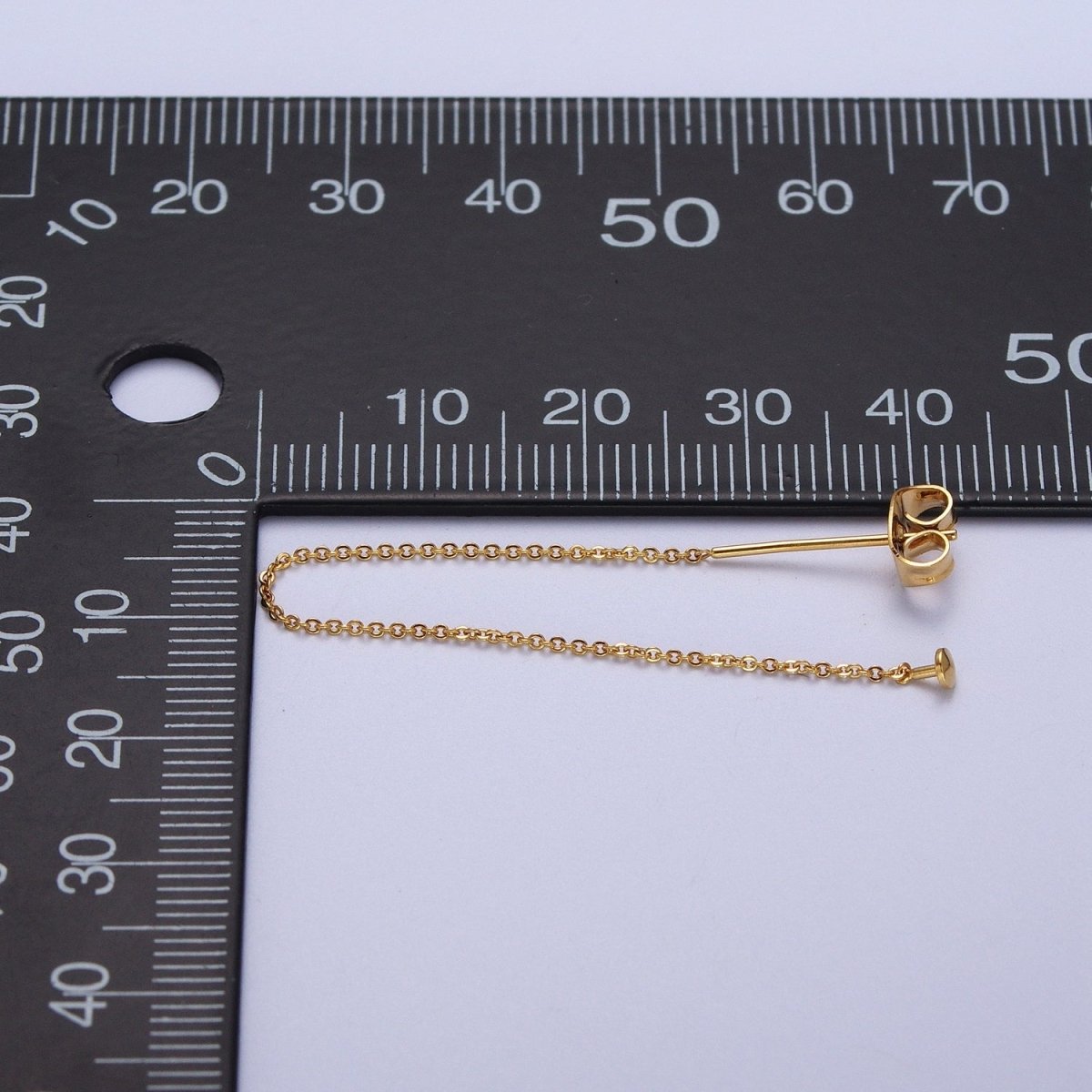 Gold Filled Cable Rolo Chain Long Threader Earrings in Gold & Silver K-201 K-204 - DLUXCA